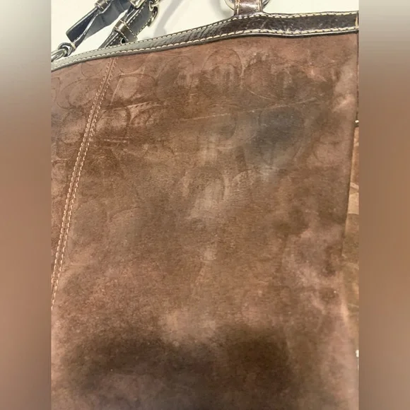 COACH Chocolate Signature Shoulder Bag Suede Logo Y2K F14000 - Picture 5 of 13